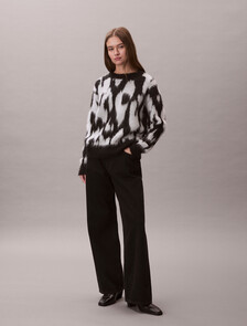 拉絨羊駝毛混紡印花毛衣, Brilliant White Combo, hi-res