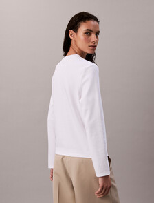 Interlock Cotton Emblem Mock Neck Tee, Brilliant White, hi-res