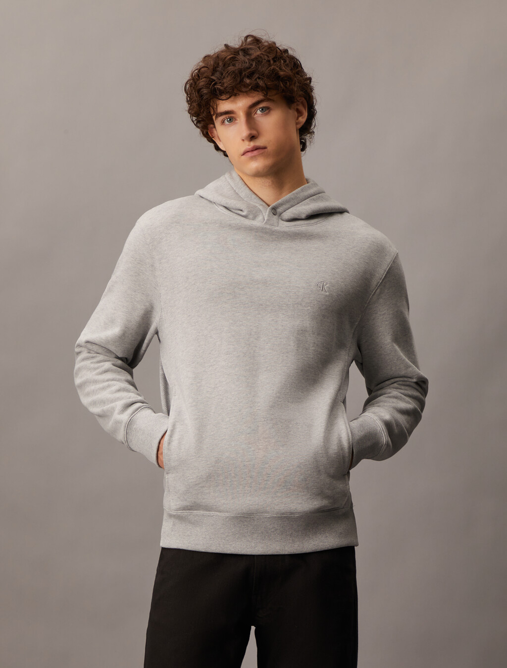 厚棉質標誌連帽衛衣, Light Grey Heather, hi-res