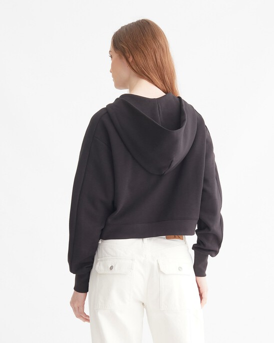 LOGO TAPE CROPPED ZIP THRU HOODIE