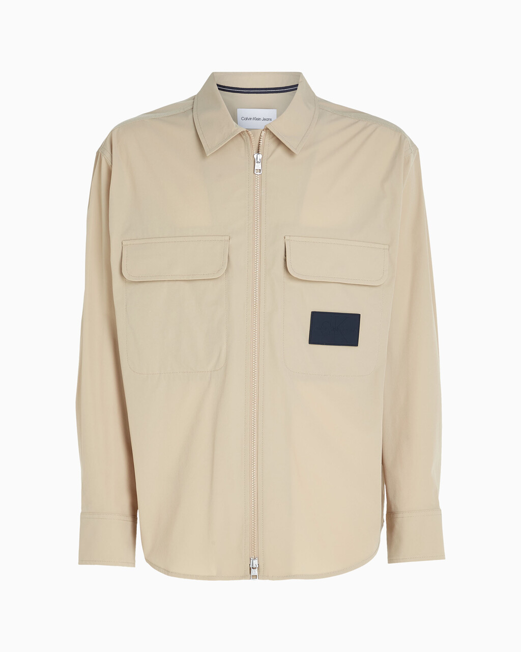 Oversized Zip Up Shirt Jacket, Travertine, hi-res