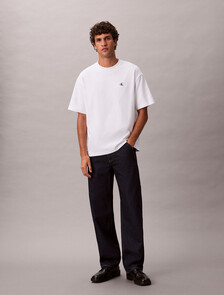 Calvin Logo 圓領上衣, Bright White, hi-res