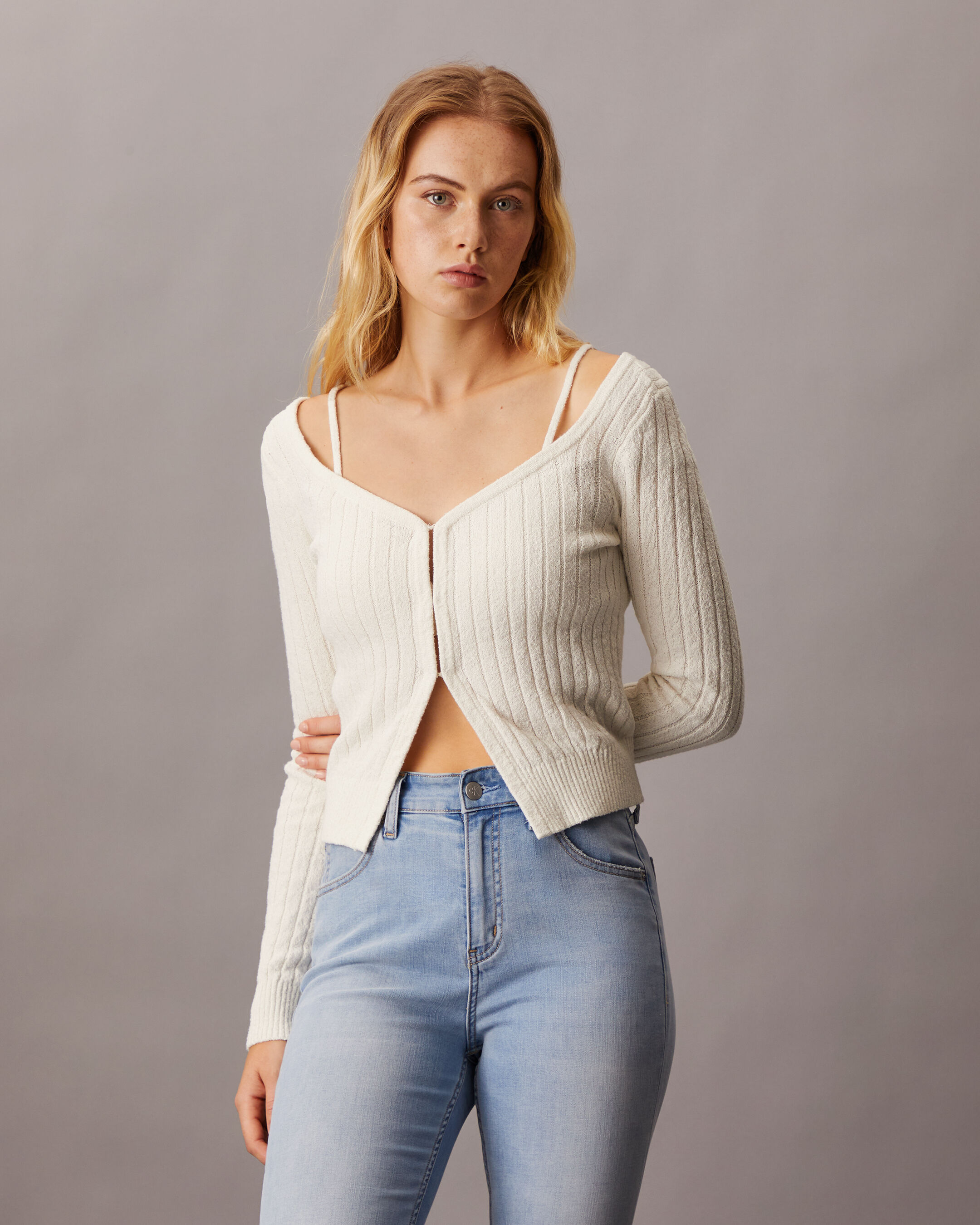 Calvin klein white cardigan discount