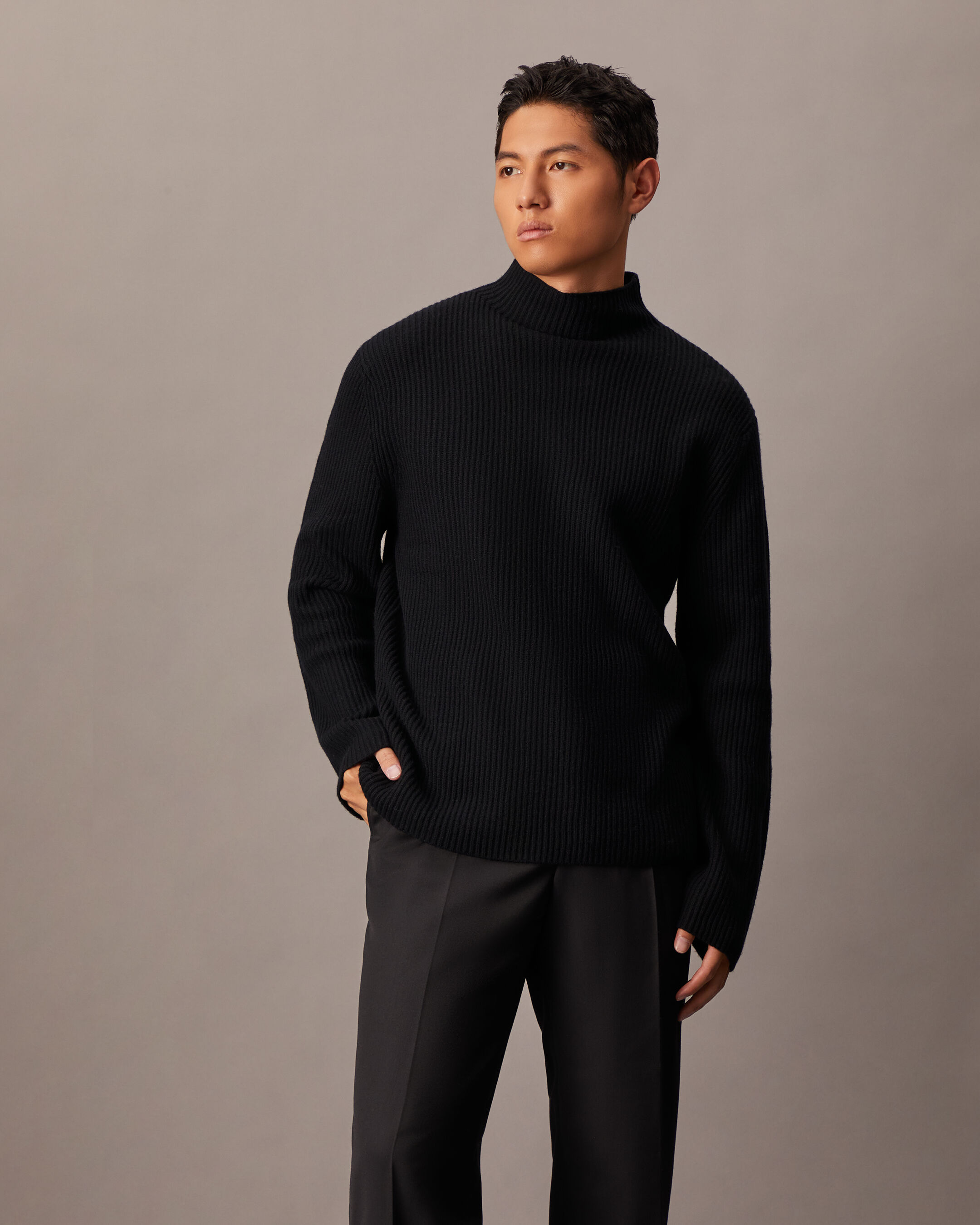 Mock neck sweatshirt men clearance