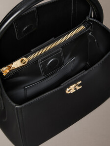 Monogram Logo Hardware Bucket Bag, BLACK / CK LIGHT GOLD, hi-res