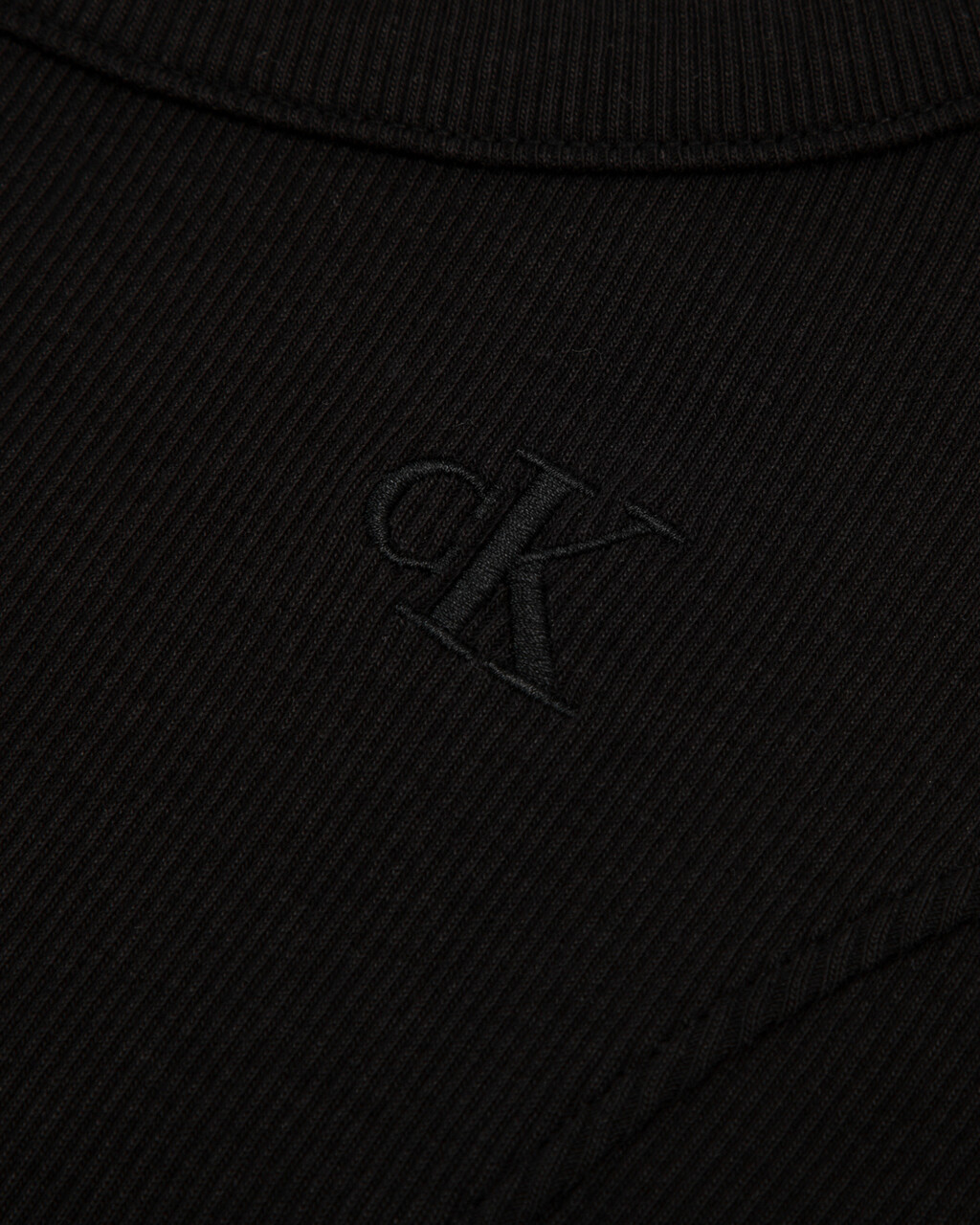 Logo Tape Rib Knit Body Stretch T-Shirt Dress, Ck Black, hi-res