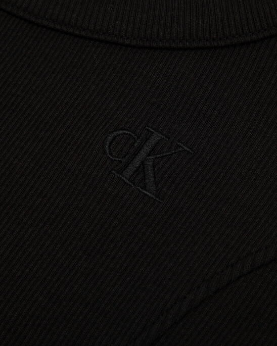 Logo Tape Rib Knit Body Stretch T-Shirt Dress