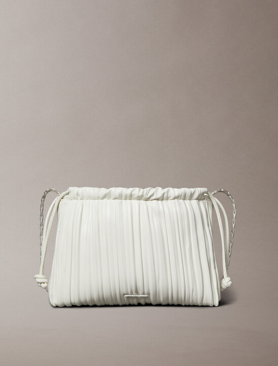Drawstring Plisse Crossbody Bag