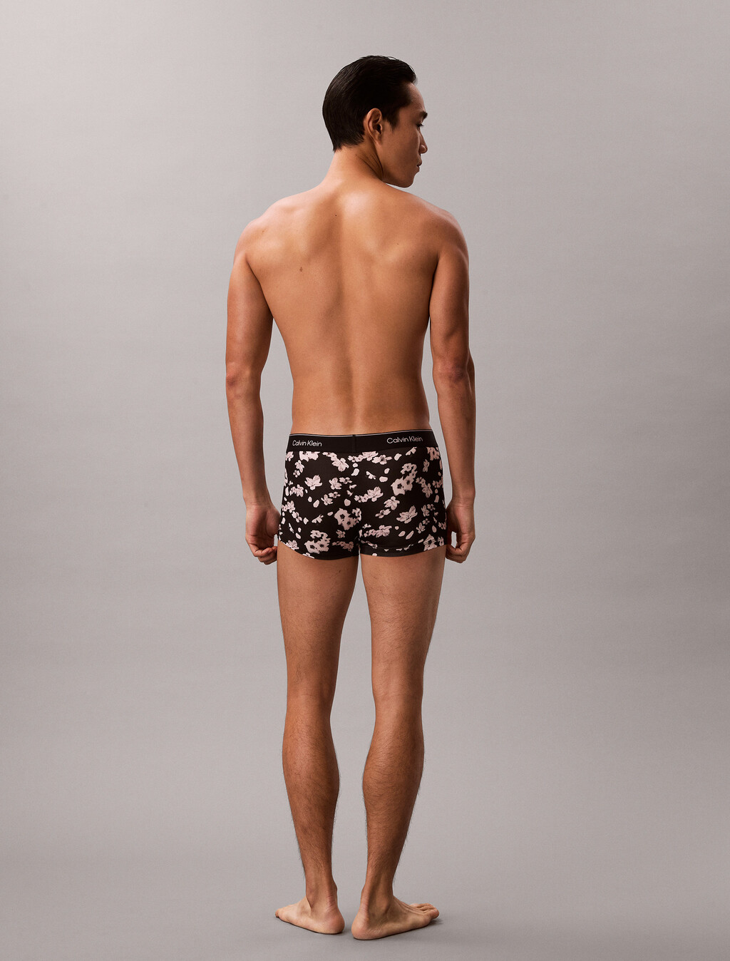 Icon Microfiber Stretch Low Rise Trunk, Cherry Blossom Black, hi-res