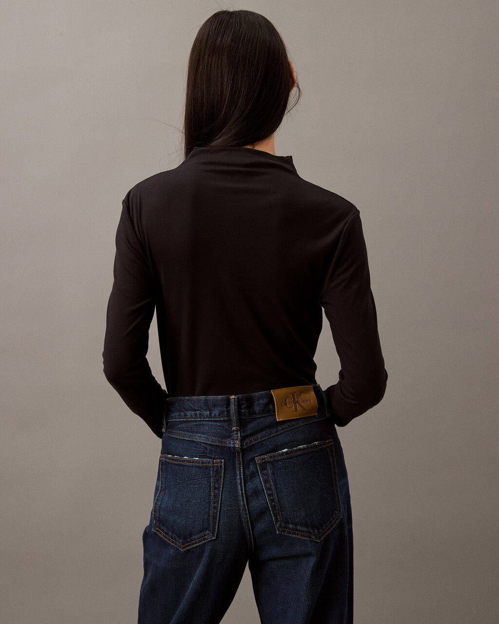 Mercerized Jersey Mock Neck TShirt black Calvin Klein Hong Kong