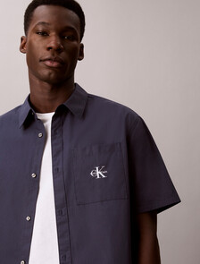 Washed Cotton Poplin Relaxed Shirt, Blue Nights, hi-res