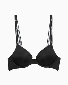 CALVIN KLEIN 1996 PUSH UP PLUNGE BRA, Black, hi-res