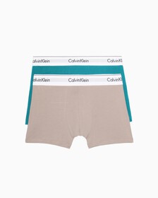 MODERN COTTON STRETCH TRUNKS 2 PACK, Deep Lake/Winter Linen, hi-res