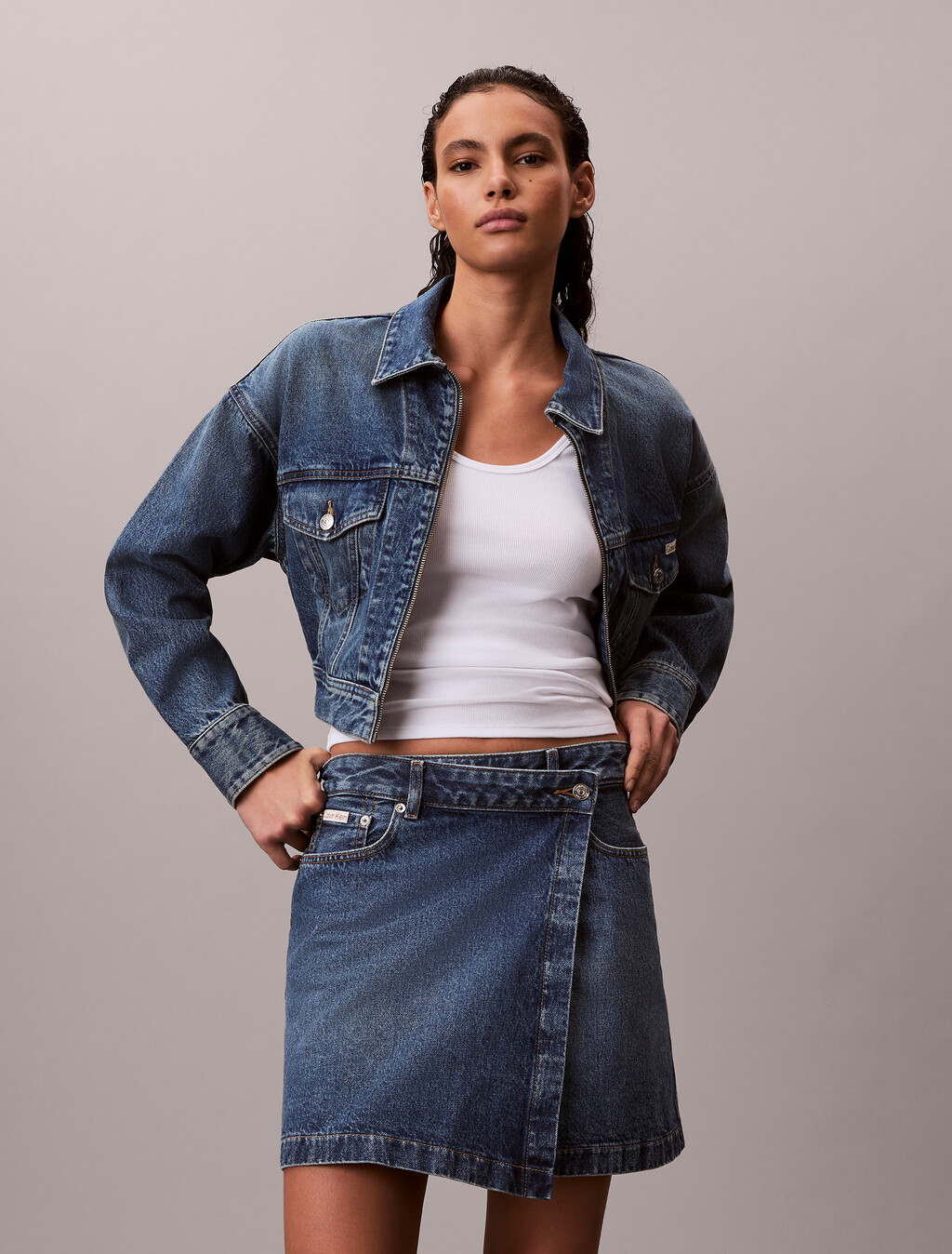 Denim Mini Wrap Skirt, COLD SPRINGS, hi-res