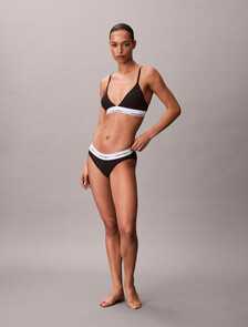 Lightly Lined Triangle Bralette - Icon Cotton Modal, SEAMLESS EMBLEM+BLACK/ASHFORD GRAY, hi-res