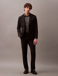 Slim Wool Gabardine Trouser, Charcoal Heather, hi-res