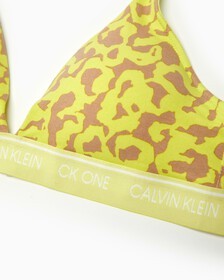 CK ONE COTTON LIGHTLY LINED TRIANGLE BRA, DART FROG PRINT+CYBER GREEN, hi-res