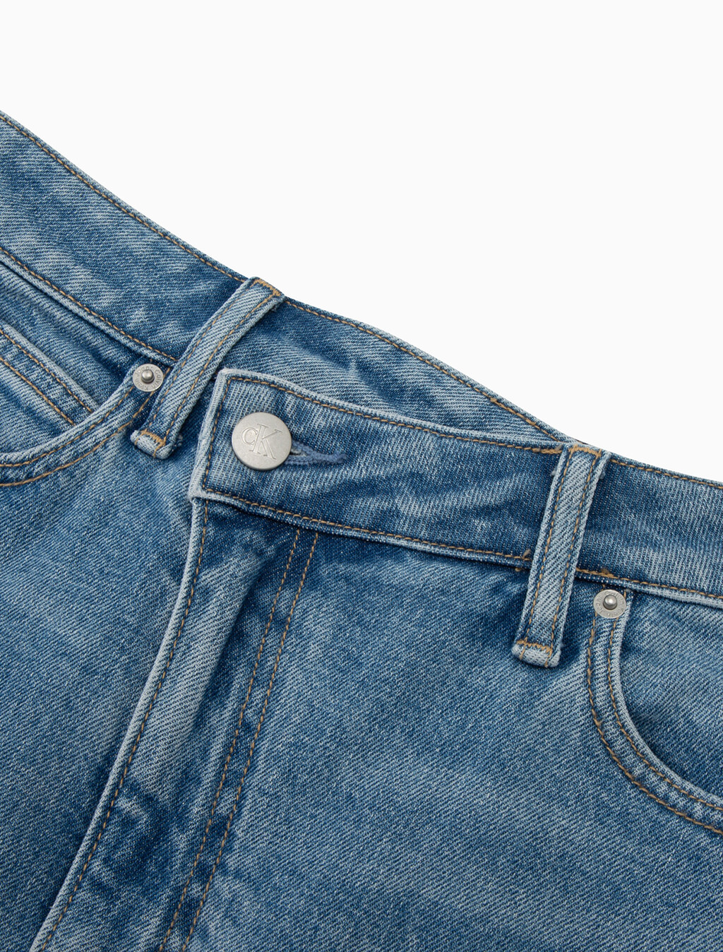 RECONSIDERED 開衩超長牛仔半身裙, Med Blue F Split Cross Wb Rwh, hi-res