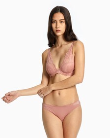 性感舒適 LOTUS FLORAL 微襯低胸內衣, Red Grape, hi-res