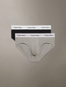 Icon Cotton 彈力低腰三角內褲 2 件套組, Grey Heather / Black, hi-res