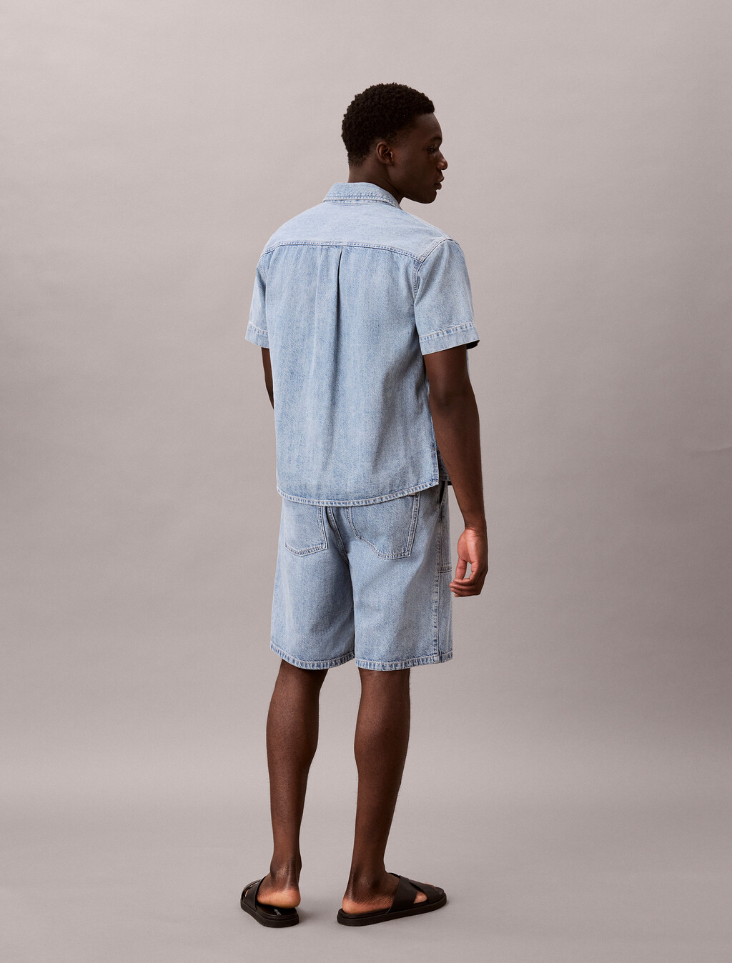 棉麻混紡牛仔短褲, SHALLOW TIDE, hi-res