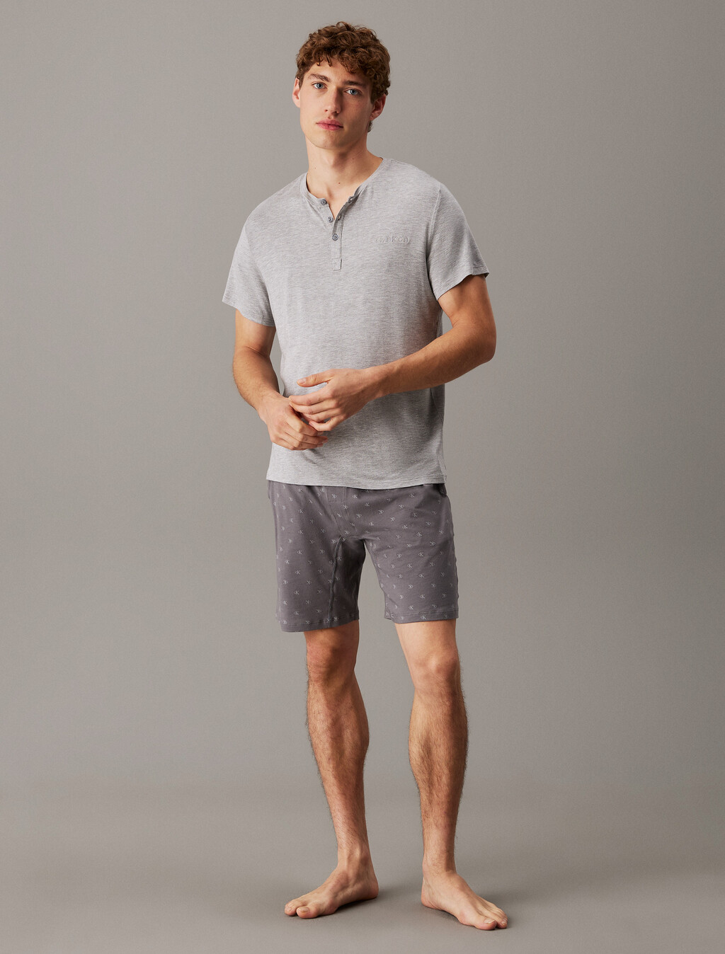 Ultra Soft Modal Henley Sleep T-Shirt, B10 Grey Heather, hi-res
