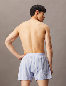 Cotton Poplin Traditional Boxers, 18870 CLASSIC LOGO STRIPE+HALOGEN BLUE, hi-res