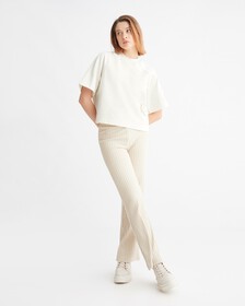 Elongated Rib Knit Pants, Classic Beige, hi-res