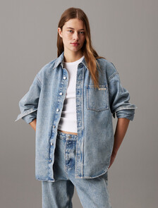 寬鬆牛仔襯衫式外套, Denim Light, hi-res