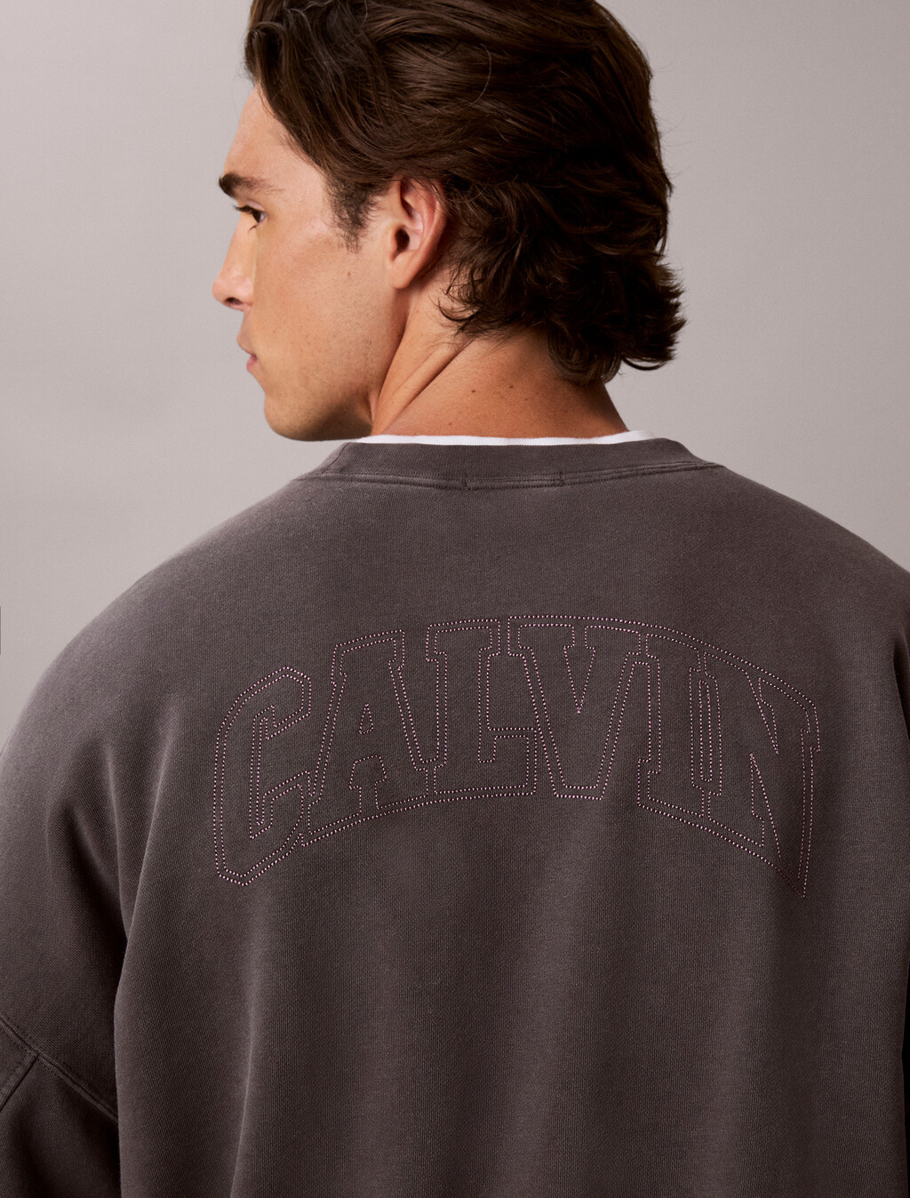 Garment-Dyed Logo Sweatshirt, Volcanic Ash, hi-res