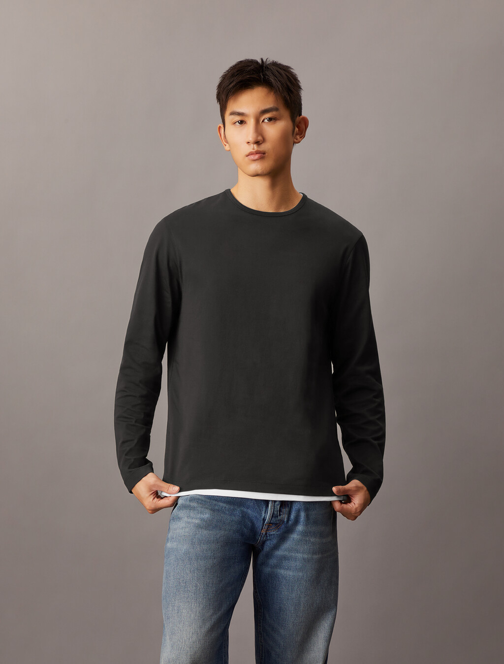 The Calvin Mercerized Tee, Black, hi-res