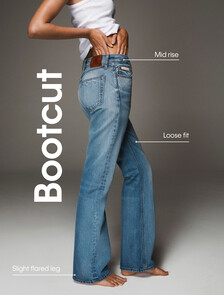 鑲邊寬鬆喇叭牛仔褲, INDIGO INSIDE OUT, hi-res