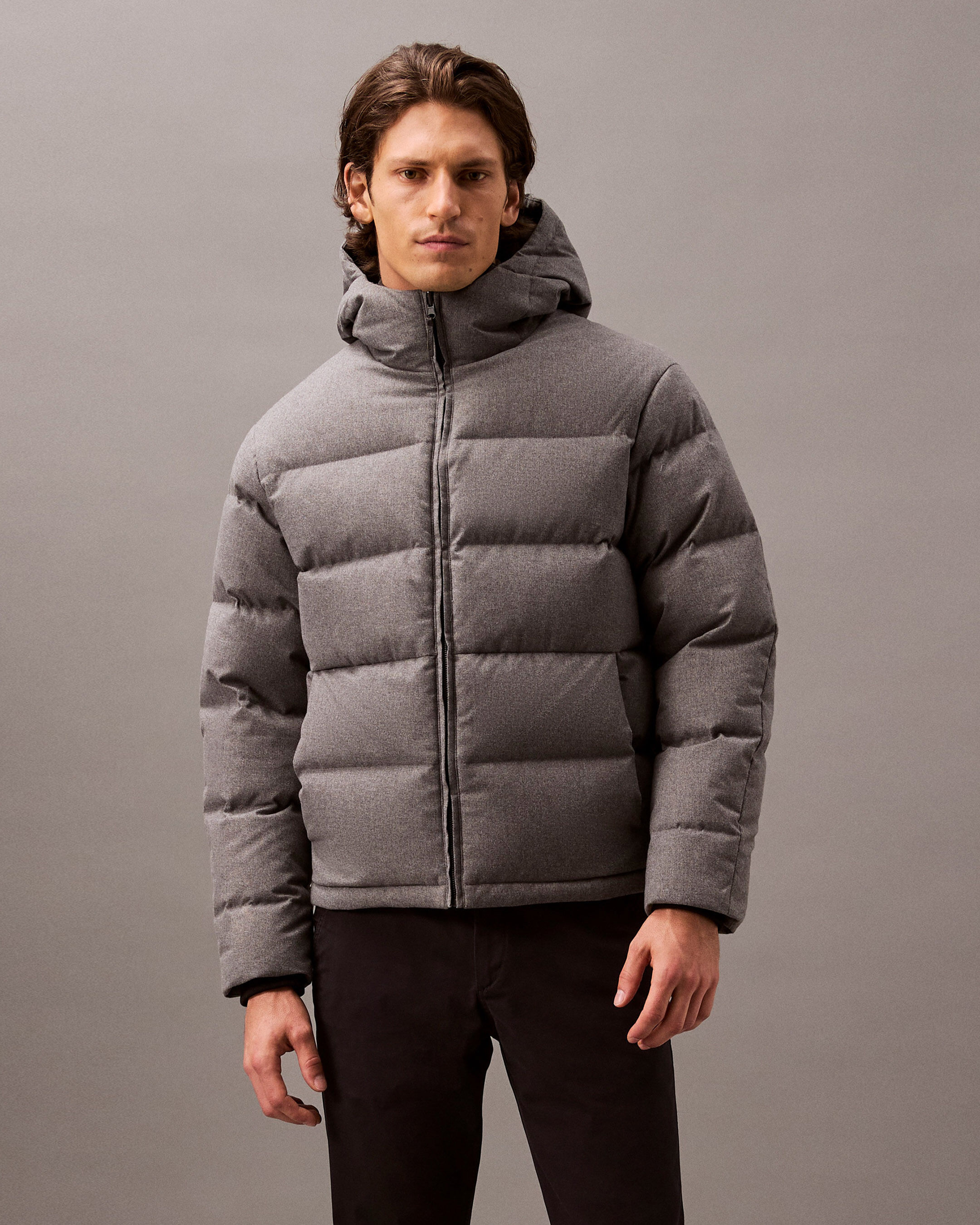 2 in 1 ribbed knit trim hooded denim jacket shop