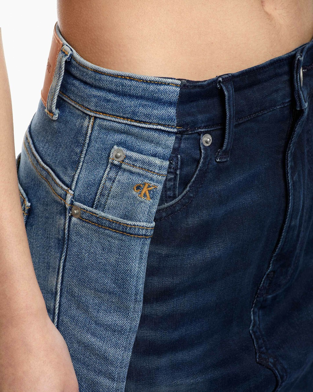 REIMAGINED DENIM FLARED SKIRT, BLUE3, hi-res