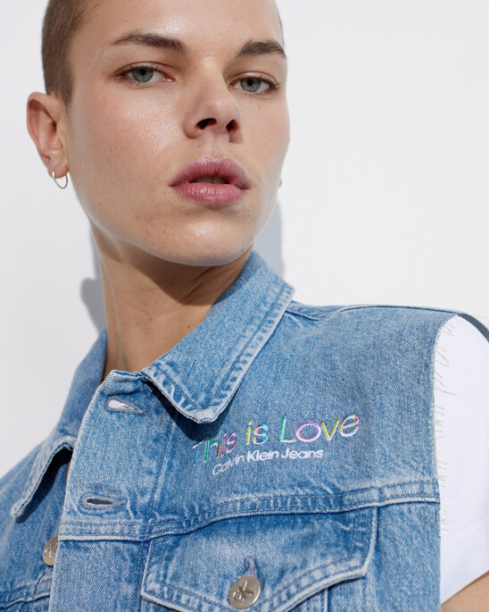 PRIDE CROPPED DENIM VEST