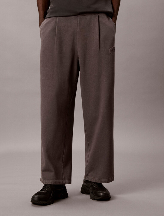 Garment-Dyed Wide Leg Sweatpants