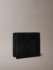 Monogram 壓花標誌零錢對摺式銀包, Black, hi-res