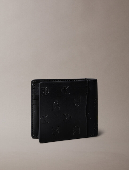 Monogram 壓花標誌零錢對摺式銀包