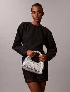 Puffer Emblem Logo Metallic Mini Bag, SILVER METALLIC, hi-res