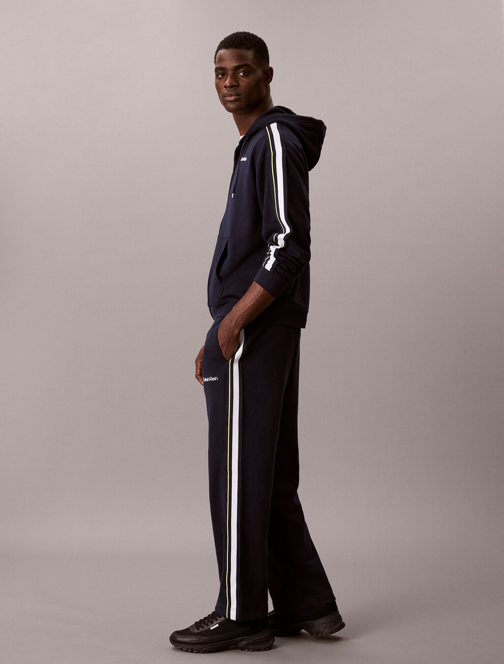 棉質混紡毛圈布束口運動褲, Shoreline, hi-res