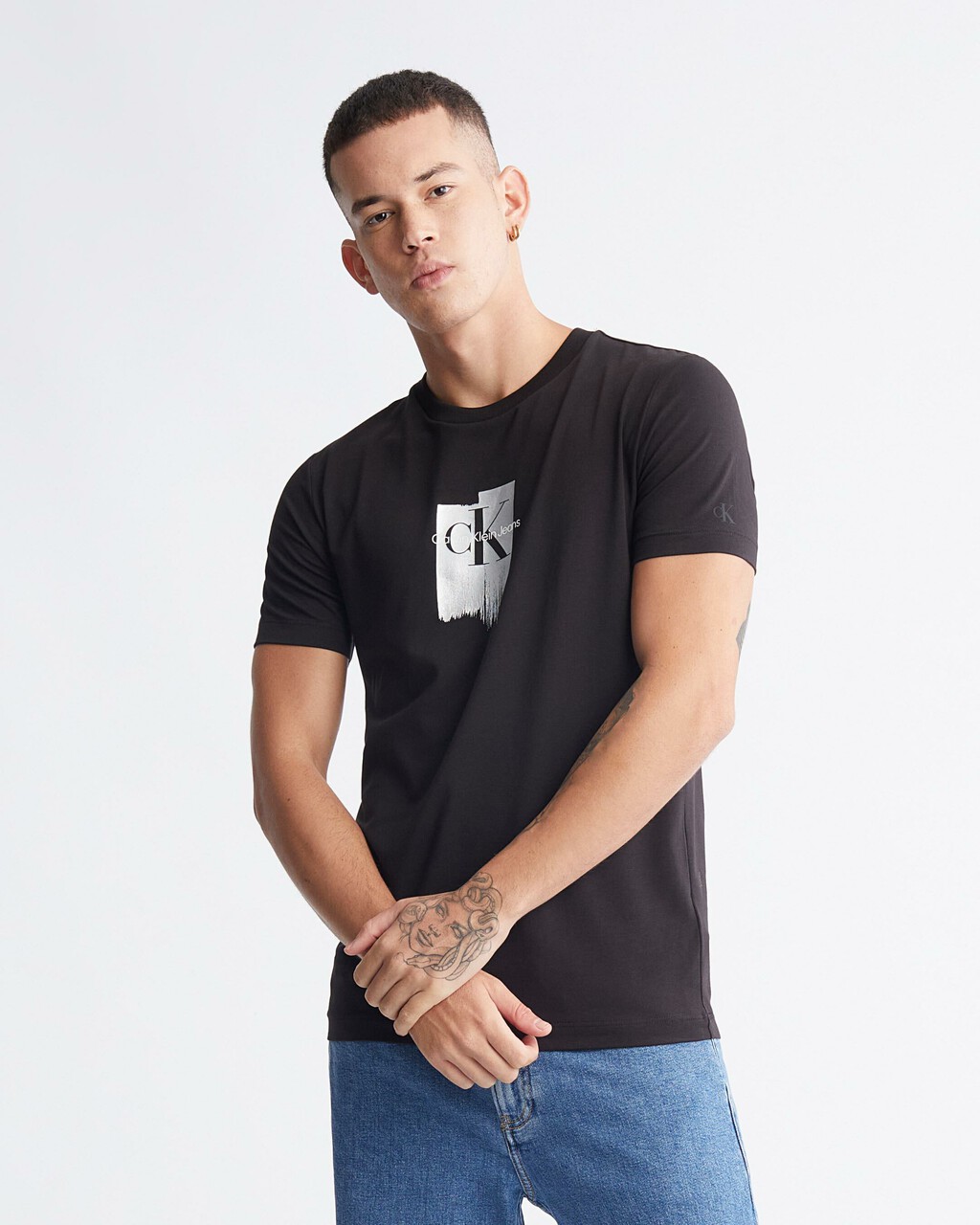 金屬色 Monogram 有機棉 T 裇, Ck Black, hi-res