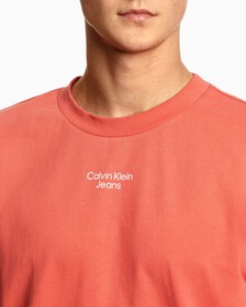 STACKED MICRO LOGO RELAXED TEE, Rhubarb Red, hi-res