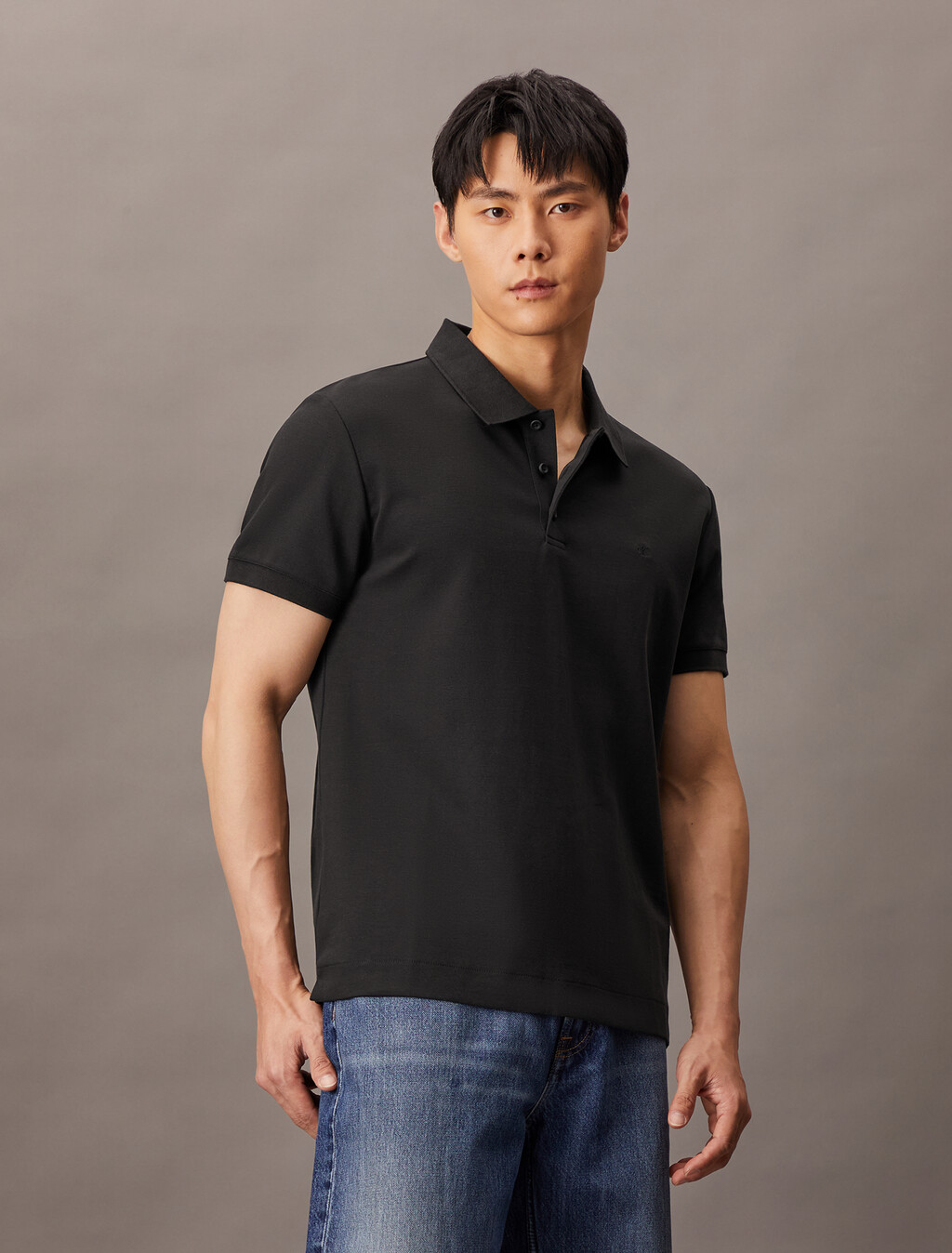 Liquid Cotton Polo Shirt, Black, hi-res