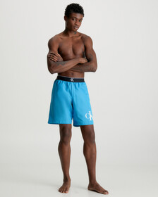 CK Monogram Long Swim Shorts, Blue Crush, hi-res