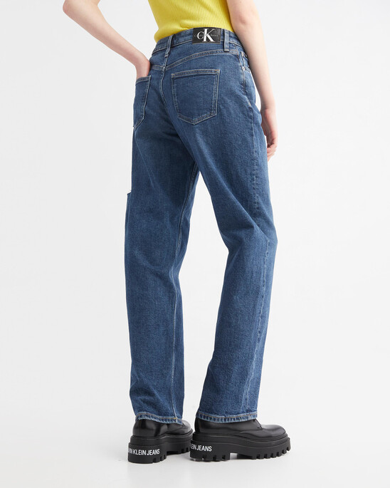 ITALIAN DENIM SIDE SLASH 90S STRAIGHT JEANS
