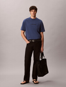 Calvin Logo Crew Neck Tee, Dark Denim, hi-res