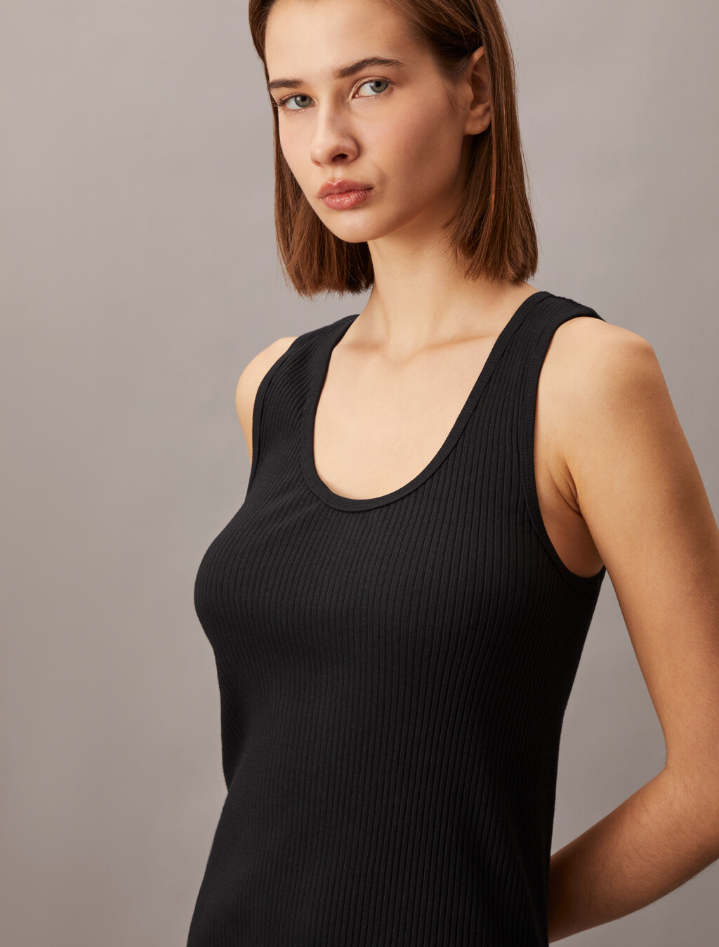 Rib Knit Midi Dress, Black, hi-res