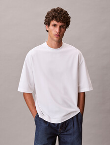 Embossed Monogram Cooling Pique Relaxed Tee, Bright White, hi-res