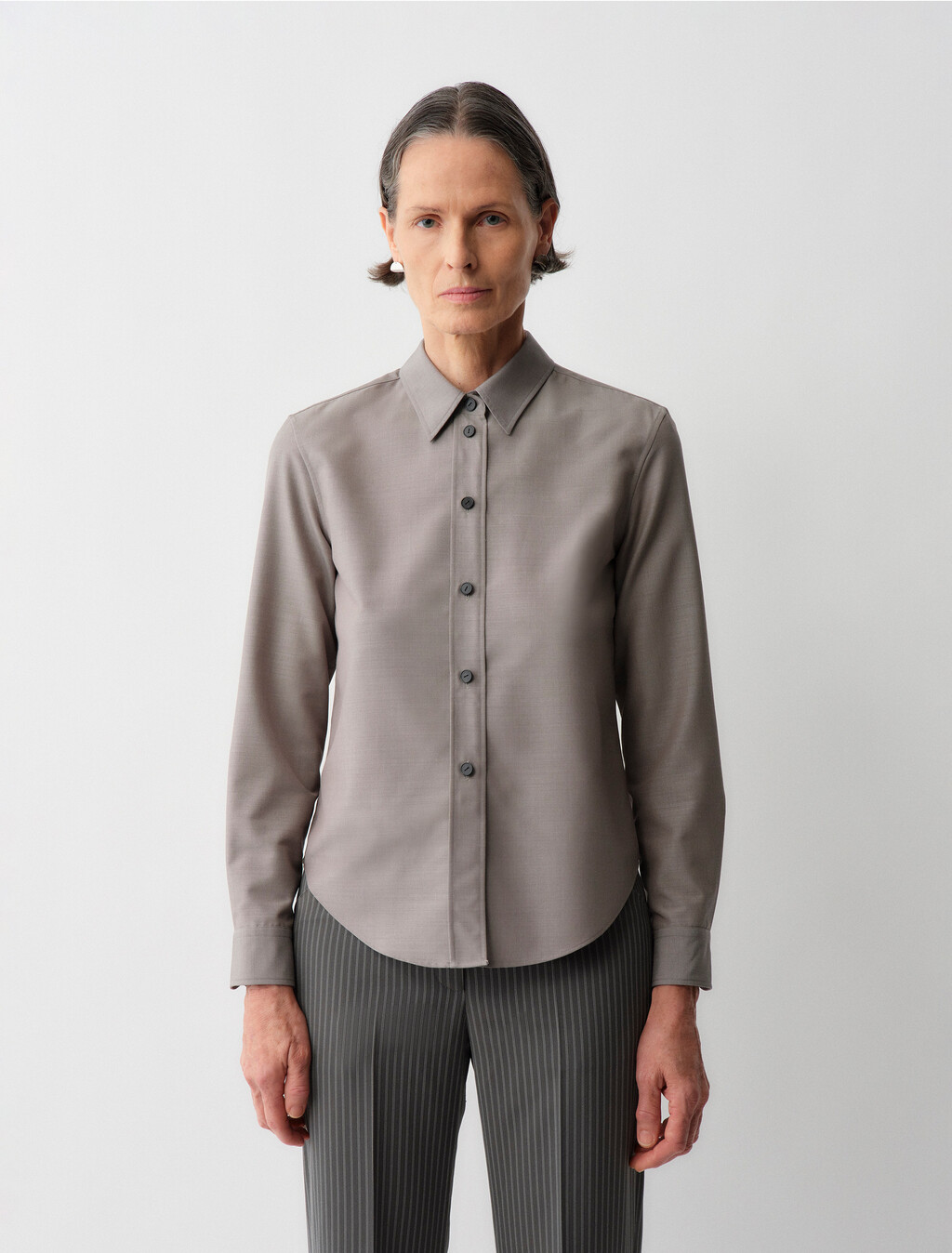 Sophie Button-Down Shirt, Melange Dove, hi-res