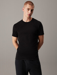 3 件套組彈力棉質圓領 T 恤, BLACK/GREY HEATHER/WHITE, hi-res